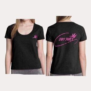 Juicy Couture Stay Juicy T-Shirt Liquorice Black Pink M NWT